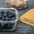 Homiu 3-Piece Square Glass Food Containers with Bamboo Lids Airtight Leakproof