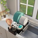 Homiu Single Dish Drainer Rack with 360° Swivel Drainage Spout – Black