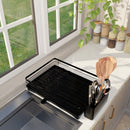Homiu Single Dish Drainer Rack with 360° Swivel Drainage Spout – Black
