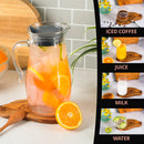 Homiu 1.8L Glass Water Jug with Lid – Hot & Cold Beverage Pitcher