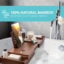Homiu Bamboo Bath Tray – Extendable Caddy with Wine, Book & Tablet Holder (Brown)