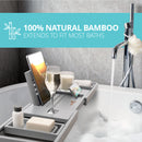 Homiu Bamboo Bath Tray – Extendable Caddy with Wine, Book & Phone Holder