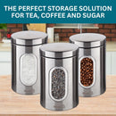 Homiu Tea Coffee Sugar Canisters – Stainless Steel Set of 3
