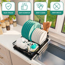Homiu Single Dish Drainer Rack with 360° Swivel Drainage Spout – Black