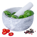 Homiu White Marble Pestle and Mortar Set – 15.5cm Natural Stone Grinder