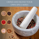 Homiu White Marble Pestle and Mortar Set – 15.5cm Natural Stone Grinder