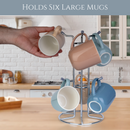 Homiu Premium Mug Tree Holder – Chrome Silver, Holds 6 Mugs