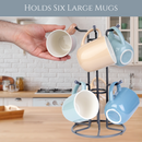 Homiu Premium Mug Tree Holder – Black Stand for 6 Large Mugs
