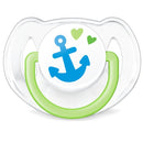Philips AVENT Classic Pacifier, 6-18 months, Blue and Green Anchor and Snuggle, 2 Pack