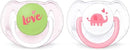 Philips Avent Classic Pacifier 6-18m, 2 Pack Baby Soother, Infant Dummy (Pink/Green Elephant)