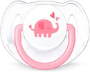 Philips Avent Classic Pacifier 6-18m, 2 Pack Baby Soother, Infant Dummy (Pink/Green Elephant)