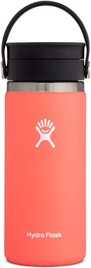 Hydro Flask Travel Coffee Flask 473 ml (16 oz), Stainless Steel & Vacuum Insulated, Wide Mouth with Leak Proof Flex Sip Lid, Hibiscus