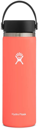 Hydro Flask Water Bottle 591 ml (20 oz), Stainless Steel & Vacuum Insulated, Wide Mouth with Leak Proof Flex Cap, Hibiscus