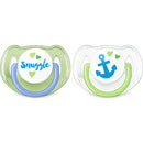 Philips AVENT Classic Pacifier, 6-18 months, Blue and Green Anchor and Snuggle, 2 Pack
