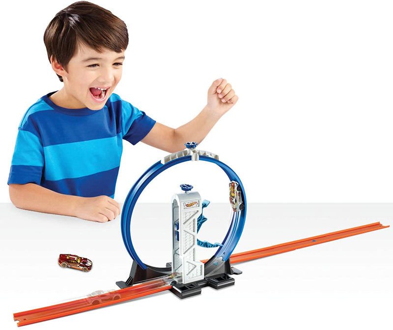 Hot Wheels Track Builder Connectable Loop Launcher Set with Diecast and Mini Toy Car