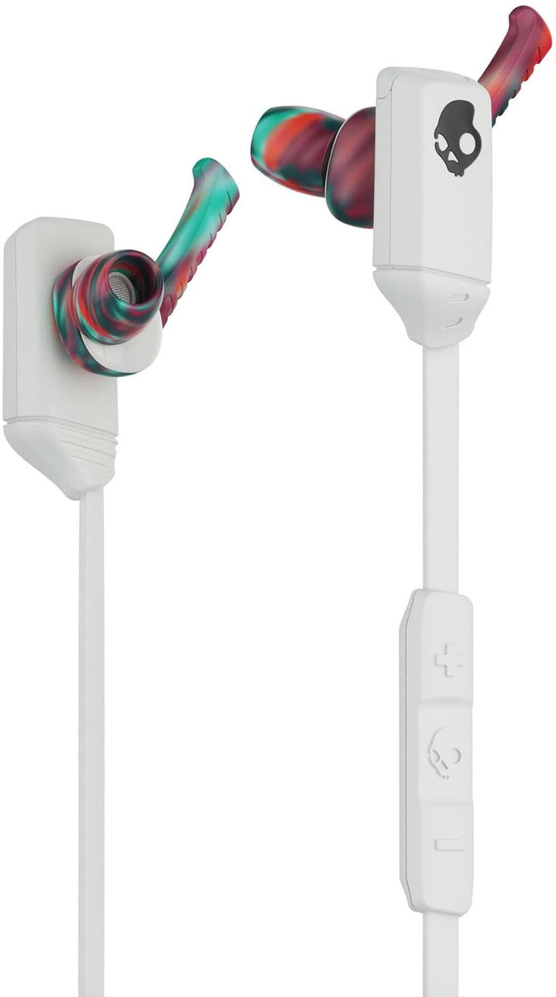 Skullcandy XTFree Bluetooth Wireless Sport Earbuds, sweat resistant, 6 Hour Battery, OnBoard Mic/Remote, White With Swirl wingtip