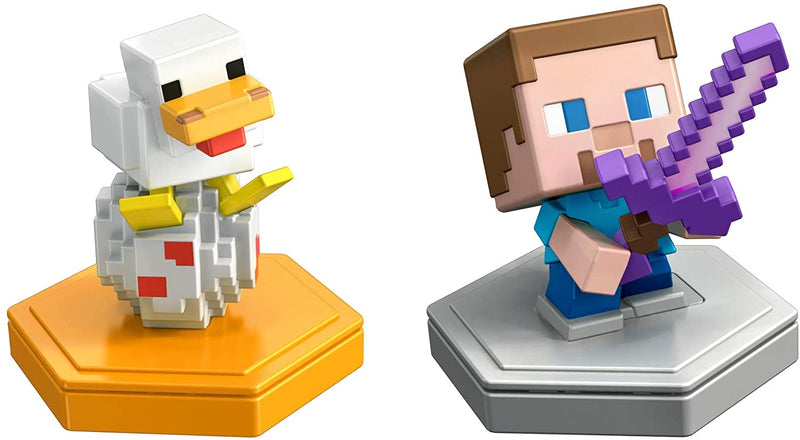 MINECRAFT EARTH BOOST MINIS ATTACKING STEVE & SPAWNING CHICKEN Figures