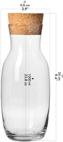 Krosno Water Carafe Decanter with Cork Lid | 1L | Pure Collection | Crystal Glass