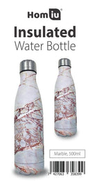 Homiu Water Bottle Print Design Insulated Double Walled Hot or Cold Stainless Steel Vacuum Flask Reusable (Marble 500ml)