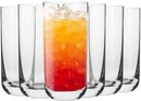 Krosno Long Tall Water Juice Drinking Glasses | Set of 6 | 360 ML | Glamour Collection