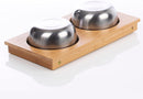 Bamboo Pet Feeding Station, Raised Cat and Dog Bowls with Stand and Adjustable Legs