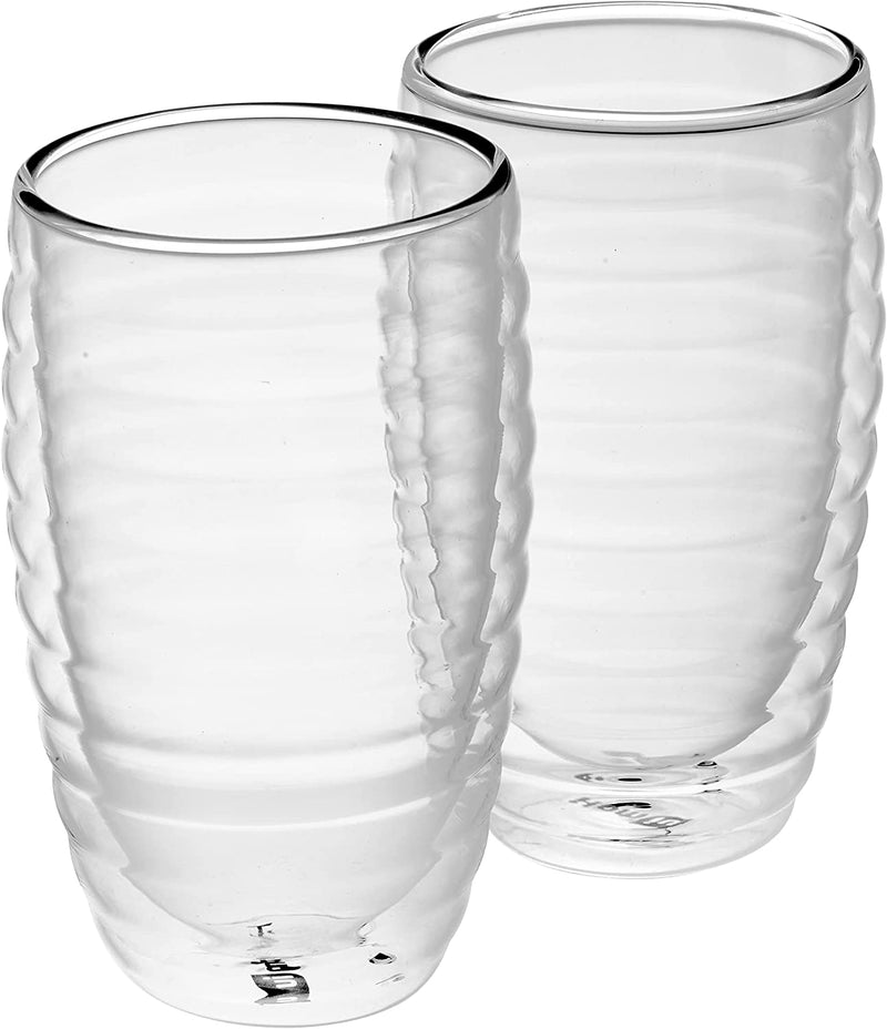 Homiu Double Walled Coffee or Tea Glasses Borosilicate Thermo Glass Cups 380ml