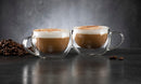 Homiu Double Walled Coffee or Tea Glasses Borosilicate Thermo Glass Cups with Handle 300ml