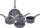 Homiu 5 Piece Non Stick Pots and Pans Set, Forged Aluminium Cookware Set 2 Glass
