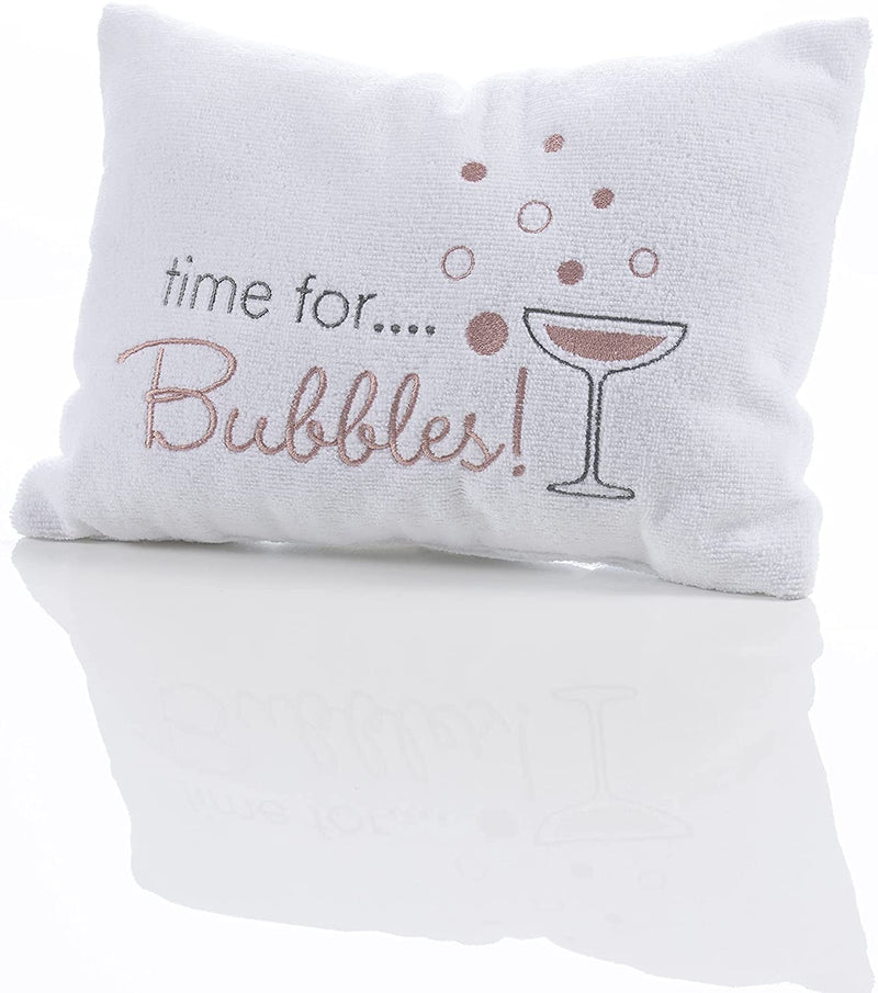 Homiu Bath Pillow Microfibre 240 GSM with Embroidered Design and 2 Non- Slip Suction Pads Bathtub Cushion