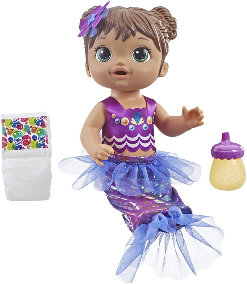 Baby Alive Shimmer ‘n Splash Mermaid Baby Doll (Brown Hair)