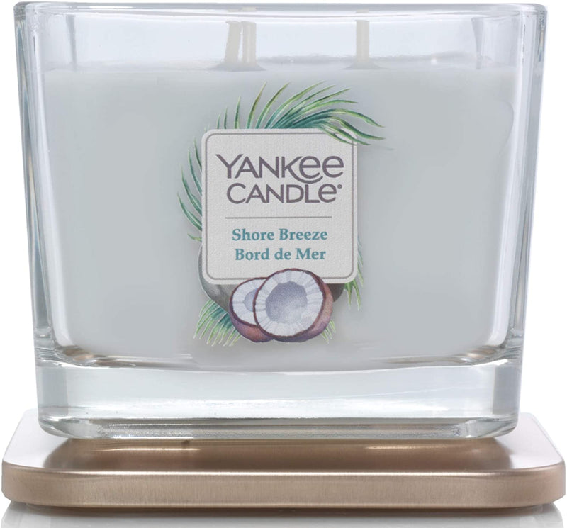 Yankee Candle Elevation Collection with Platform Lid 3-Wick Square Scented Candle, Wax, Shore Breeze, Medium
