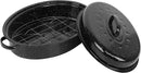 Homiu Enamel Self Basting Roasting Dish Pan Vitreous Roaster Oven Baking Pan Tin with Lid 37cm