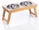 Bamboo Pet Feeding Station, Raised Cat and Dog Bowls with Stand and Adjustable Legs