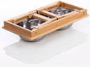 Bamboo Pet Feeding Station, Raised Cat and Dog Bowls with Stand and Adjustable Legs