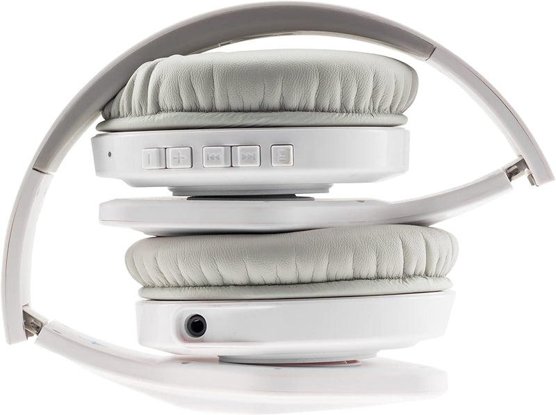 Vibe FLI Over-Ear Foldable Headphones with In-Line Microphone - White