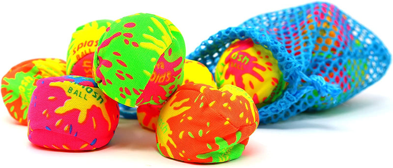 12 Pack Splash Bomb Balls with Neon Drawstring Mesh Bag for Pool by Big Mo’s Toys