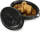 Homiu Enamel Self Basting Roasting Dish Pan Vitreous Roaster Oven Baking Pan Tin with Lid 37cm