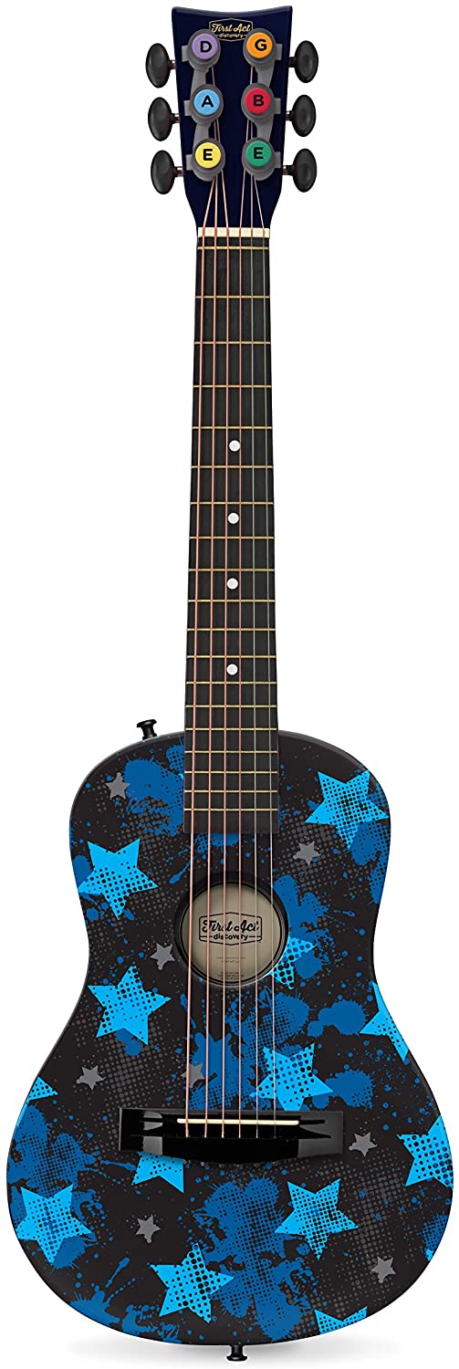 Jazwares First Act Acoustic Guitar - Black with Blue Stars, 1/2, FG1601