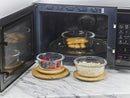 HOMIU 3PCE GLASS CONTAINERS WITH FLAT BAMBOO LIDS (Round Set)