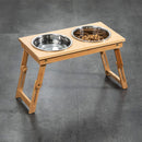 Bamboo Pet Feeding Station, Raised Cat and Dog Bowls with Stand and Adjustable Legs