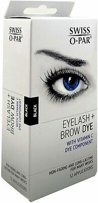 Swiss O' Par Eyelash and Eyebrow Tint & Dye Black Kit Beauty Makeup Girls Eye
