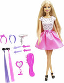 Barbie Doll with Hair Accessory Mattel Dolls Blonde Classic Collectible Pink