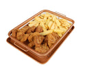 Homiu Rectangle Crisper And Tray Set Non Stick Copper Effect Food Air Fry Chips