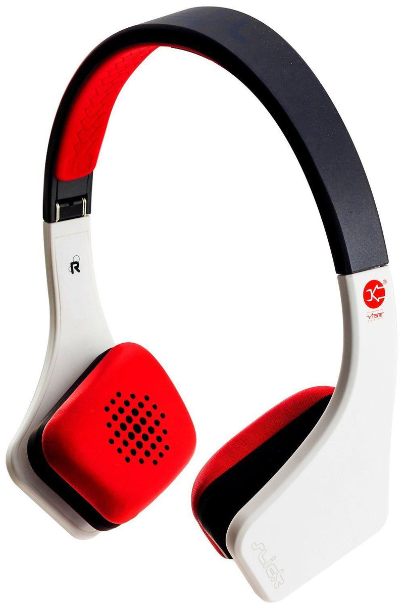 Vibe Slick Foldable Extreme Bass On-Ear Headphones - Black/White/Red
