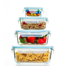 Homiu 4Pcs Airtight Leak-Proof Glass Storage Container