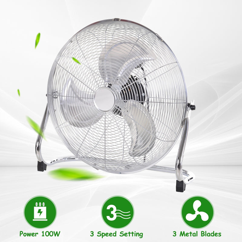 Homiu Floor Fan Air Circulator Chrome Metal High-Velocity Cold Adjustable 16" , 18" and 20"