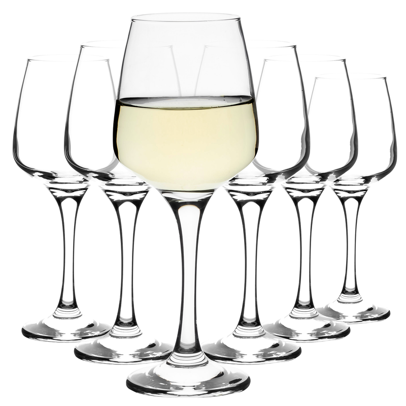 Homiu Large White Wine Glasses - Set of 6 - Florence Collection - Lead Free & Dishwasher Safe -  Ideal Christmas Gift