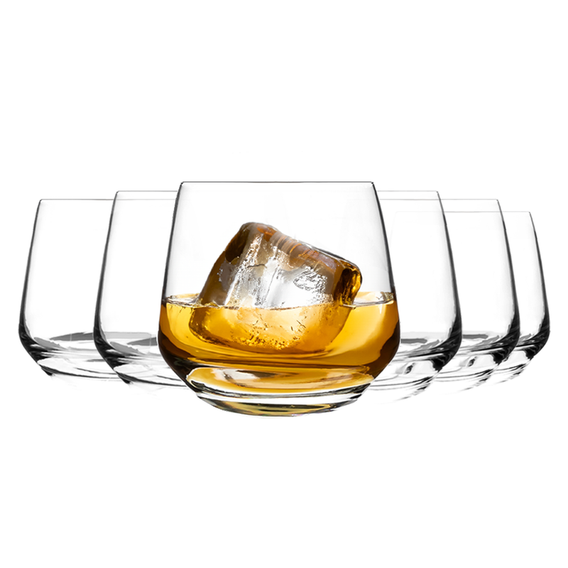 Homiu Whiskey Glass Tumbler Set | 345ml | Set of 6 | Ideal for Water Juice Scotch Cocktail | Tumbler Glasses | Whiskey Drinking Glass | Dishwasher Safe | Florence Collection