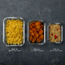 Homiu 3-Piece Rectangle Glass Containers with Bamboo Lids Airtight Leakproof