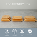 Homiu 3-Piece Rectangle Glass Containers with Bamboo Lids Airtight Leakproof